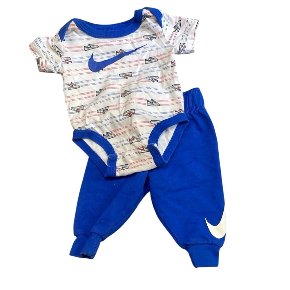 Nike Blue and White Bodysuit with Athletic Design